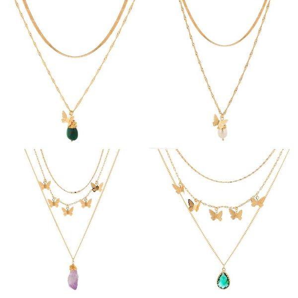 purple natural stone green water drop zircon imitation pearl butterfly pendent multilayer clavicle necklace women alloy chain, Silver
purple natural stone green water drop zircon imitation pearl butterfly pendent multilayer clavicle necklace women alloy chain, Silver