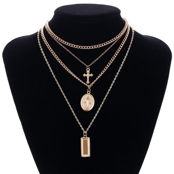 goddess catholic choker necklace multilayer cross virgin mary pendant chain christian neckalce collier for women jewelry, Silver
goddess catholic choker necklace multilayer cross virgin mary pendant chain christian neckalce collier for women jewelry, Silver