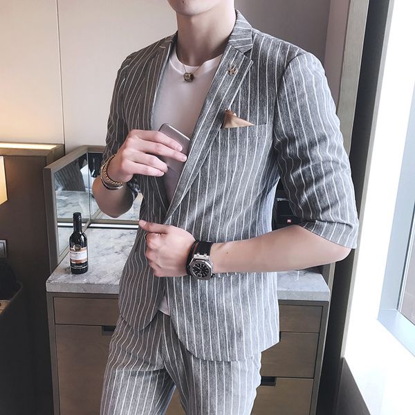 summer casual half-sleeve shirt suit men's suit korean-style slim fit two-piece set three-quarter-length sleeve, White;black
summer casual half-sleeve shirt suit men's suit korean-style slim fit two-piece set three-quarter-length sleeve, White;black
