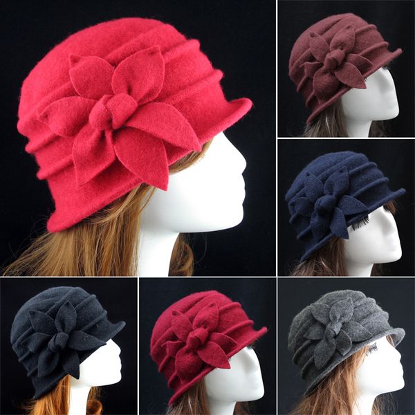 women ladies vintage elegant flower felt hat cap solid color warm for winter outdoor nyz shop, Blue;gray
women ladies vintage elegant flower felt hat cap solid color warm for winter outdoor nyz shop, Blue;gray