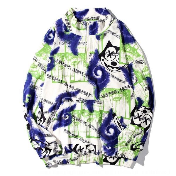 cartoon full print pullover sweater men's ins fashion brand half zipper pullover street fashion loose stand collar wpigj, Black
cartoon full print pullover sweater men's ins fashion brand half zipper pullover street fashion loose stand collar wpigj, Black
