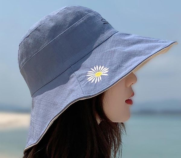 small daisy wide fisherman hat women summer shade double-sided breathable thin bucket caps, Blue;gray
small daisy wide fisherman hat women summer shade double-sided breathable thin bucket caps, Blue;gray