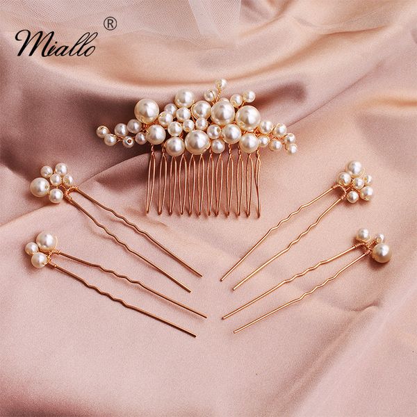 miallo 2020 5 pcs/set pearls wedding hair comb bridal hair pins clips women jewelry accessories handmade headpieces, Golden;silver
miallo 2020 5 pcs/set pearls wedding hair comb bridal hair pins clips women jewelry accessories handmade headpieces, Golden;silver