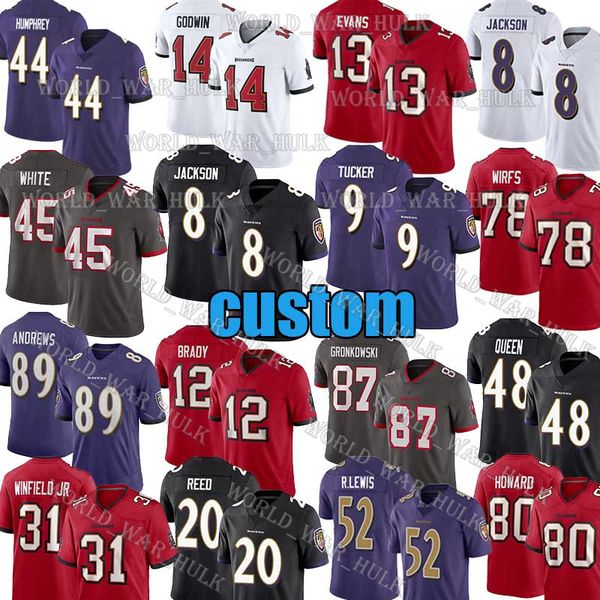8 lamar jackson 12 tom brady jerseys 87 rob gronkowski custom baltimore ravens tampa bay buccaneer 20 ed reed tristan wirfs, Black;red
8 lamar jackson 12 tom brady jerseys 87 rob gronkowski custom baltimore ravens tampa bay buccaneer 20 ed reed tristan wirfs, Black;red