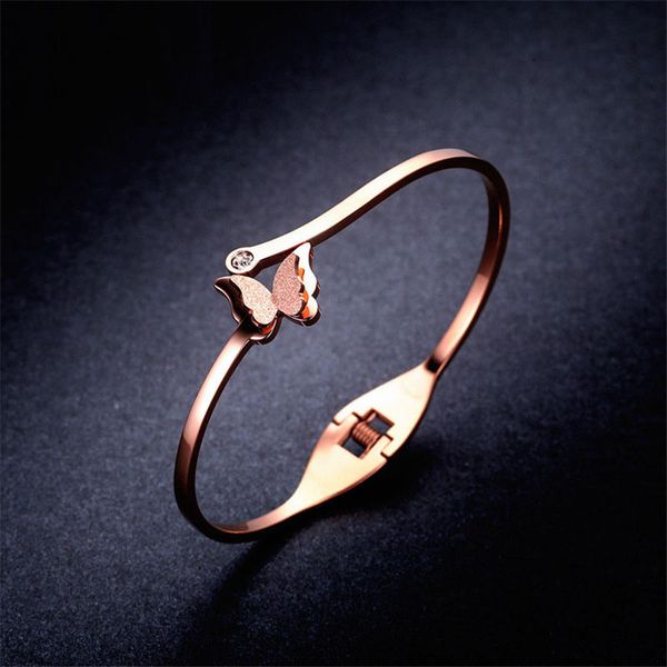crossover rose gold bracelet titanium steel does not fade simple temperament frosted butterfly bracelet girl's heart, Black
crossover rose gold bracelet titanium steel does not fade simple temperament frosted butterfly bracelet girl's heart, Black