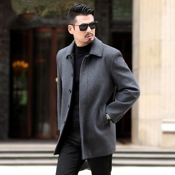 men's wool & blends pure color leisure long single-breasted woolen cloth dust coat mens, Black
men's wool & blends pure color leisure long single-breasted woolen cloth dust coat mens, Black