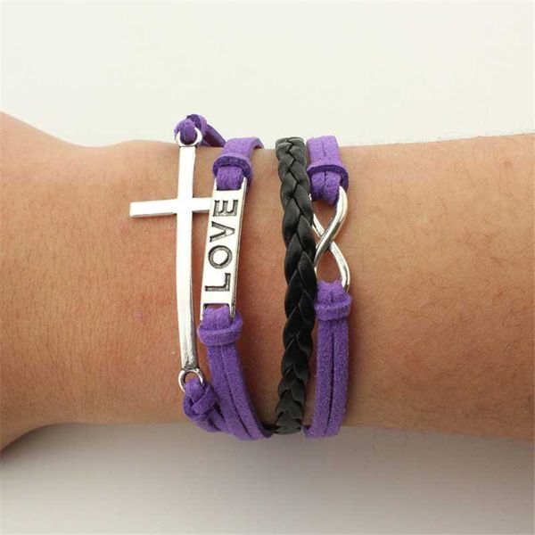 charm bracelets womens punk multi-layer leather braided infinity love bangle, Golden;silver
charm bracelets womens punk multi-layer leather braided infinity love bangle, Golden;silver