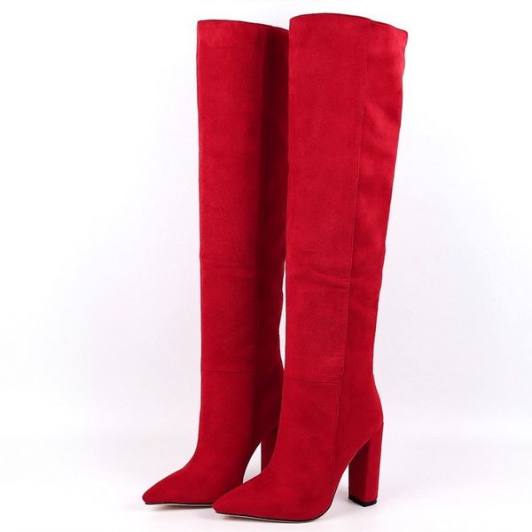 boots 2021 women over the knee high square hihh heels winter shoes sewing pointed toe flock red size 34-43, Black
boots 2021 women over the knee high square hihh heels winter shoes sewing pointed toe flock red size 34-43, Black