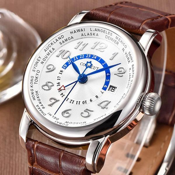 43mm corgeut gmt watches men automatic mechanical leather straps sapphire crystal stainless steel luminous male star wristwatch, Slivery;brown
43mm corgeut gmt watches men automatic mechanical leather straps sapphire crystal stainless steel luminous male star wristwatch, Slivery;brown
