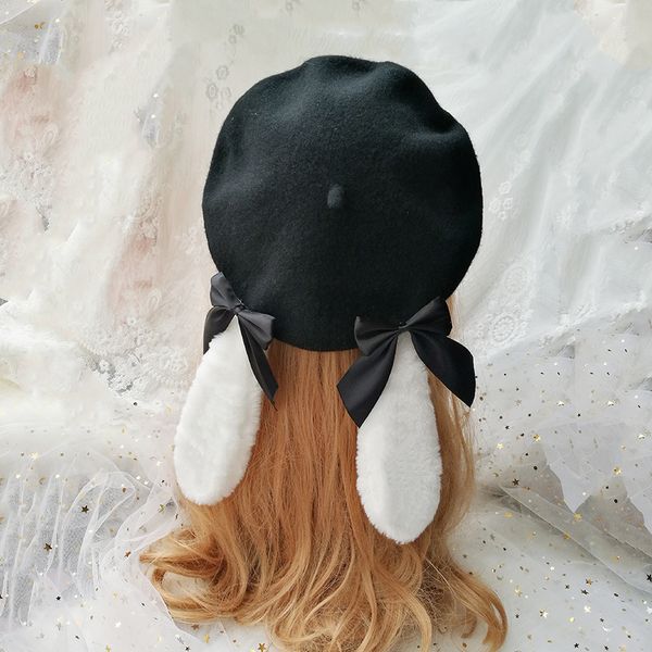 origional japanese soft sister beret lolita girl sweet cute all-match plush ears bow bud, Blue;gray
origional japanese soft sister beret lolita girl sweet cute all-match plush ears bow bud, Blue;gray