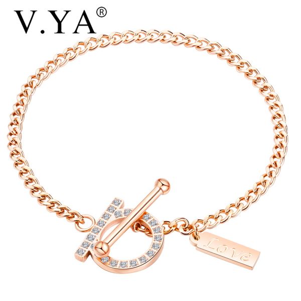 link, chain v.ya luxury crystal rose gold bracelet for women round zircon bangle female love charm stainless steel, Black
link, chain v.ya luxury crystal rose gold bracelet for women round zircon bangle female love charm stainless steel, Black