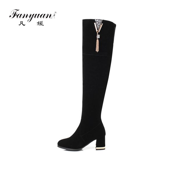 fanyuan elegant crystal metal chain black boots winter over the knee boots pointed toe high heel work women shoes
fanyuan elegant crystal metal chain black boots winter over the knee boots pointed toe high heel work women shoes