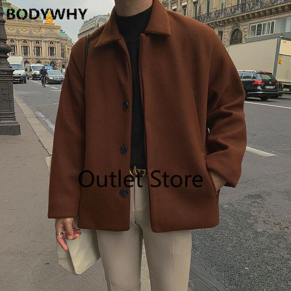 men's wool & blends 2021 autumn winter mens loose overcoat fashion warm lapel single-breasted woolen coat casual vintage minimalist out, Black
men's wool & blends 2021 autumn winter mens loose overcoat fashion warm lapel single-breasted woolen coat casual vintage minimalist out, Black