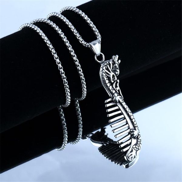dragon head comb pendant necklace trend titanium steel alloy pendant necklace fashion accessories, Silver
dragon head comb pendant necklace trend titanium steel alloy pendant necklace fashion accessories, Silver
