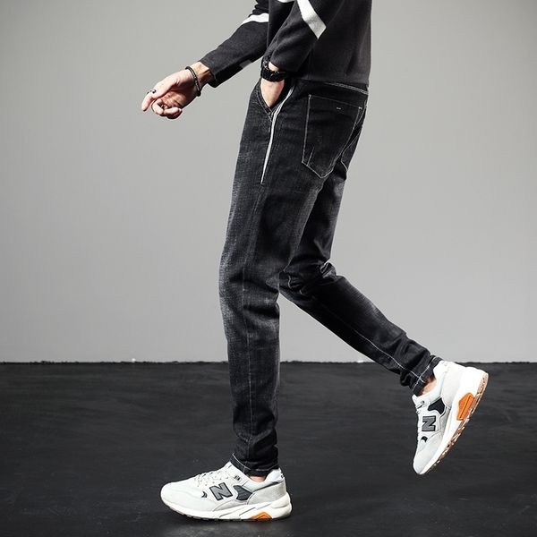 autumn winter black and gray men's slim fit small jeans and jeans feet stretch young boys korean style trendy diagonal pocket pants tu7, Blue
autumn winter black and gray men's slim fit small jeans and jeans feet stretch young boys korean style trendy diagonal pocket pants tu7, Blue