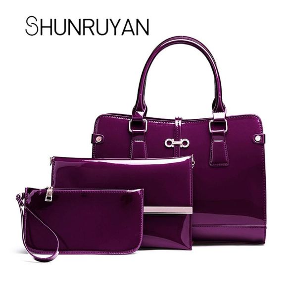 shunruyan 3 sets patent leather women handbags luxury brands tote bag+ladies shoulder messenger crossbody bag+clutch feminina
shunruyan 3 sets patent leather women handbags luxury brands tote bag+ladies shoulder messenger crossbody bag+clutch feminina