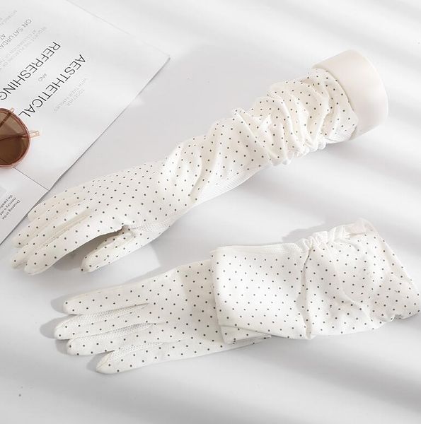 women' spring summer dot print long cotton gloves female uv protection breathable sunscreen summer driving glove r1501, Blue;gray
women' spring summer dot print long cotton gloves female uv protection breathable sunscreen summer driving glove r1501, Blue;gray