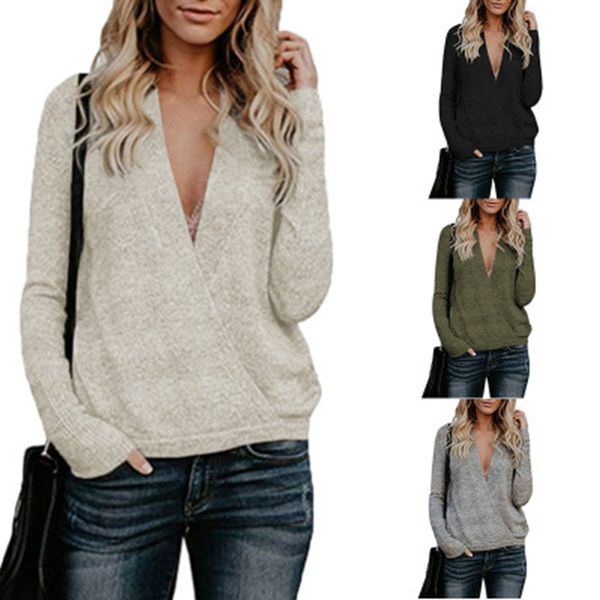 european autumn winter solid color pullover v-neck long-sleeved sweater, khaki, purple, gray, black, support mixed batch, White
european autumn winter solid color pullover v-neck long-sleeved sweater, khaki, purple, gray, black, support mixed batch, White