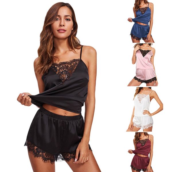 2020 new lingerie lace pajamas set v-neck women sleepwear short pants sling pajamas set for girl paragraph nightwear, Black;white
2020 new lingerie lace pajamas set v-neck women sleepwear short pants sling pajamas set for girl paragraph nightwear, Black;white