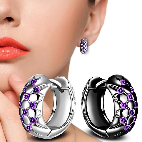 women's new fashion hoop earrings shiny purple crystal stud charming fine huggies earring jewelry piercing hoops, Golden;silver
women's new fashion hoop earrings shiny purple crystal stud charming fine huggies earring jewelry piercing hoops, Golden;silver