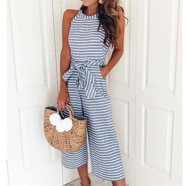 long woman jumpsuits casual loose o neck ladies business rompers designger women romper summer striped sleeveless, Black;white
long woman jumpsuits casual loose o neck ladies business rompers designger women romper summer striped sleeveless, Black;white