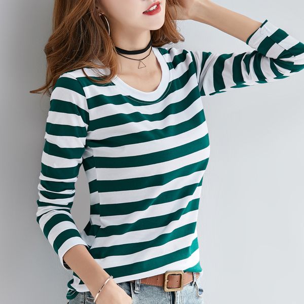 l pure cotton stripes t-shirt 2020 autumn and winter korean-style new style, White
l pure cotton stripes t-shirt 2020 autumn and winter korean-style new style, White