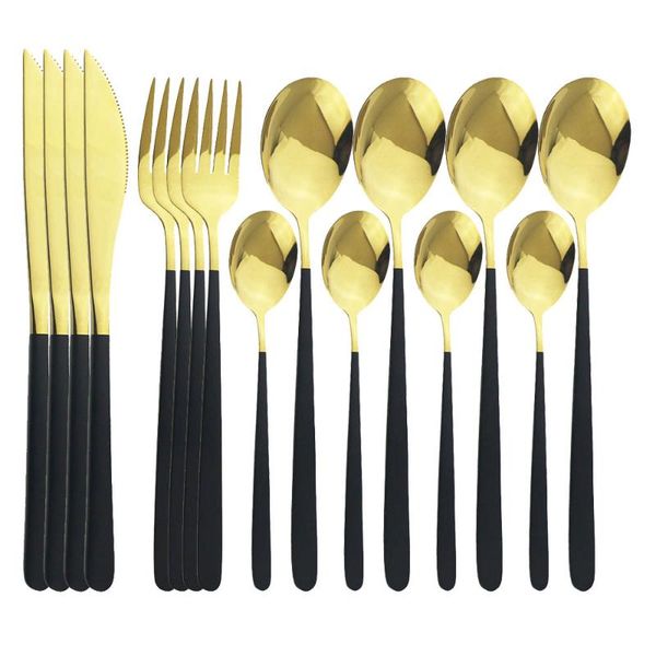 flatware sets 16pcs dinnerware black gold portable camping cutlery set 304 stainless steel knife spoon fork korean tableware
flatware sets 16pcs dinnerware black gold portable camping cutlery set 304 stainless steel knife spoon fork korean tableware