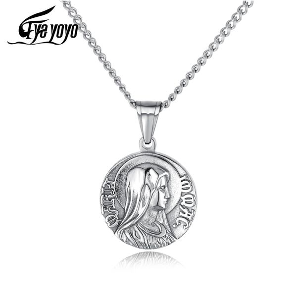 pendant necklaces eyeyoyo titanium steel front and back virgin mary carved necklace male female religious jewelry, Silver
pendant necklaces eyeyoyo titanium steel front and back virgin mary carved necklace male female religious jewelry, Silver