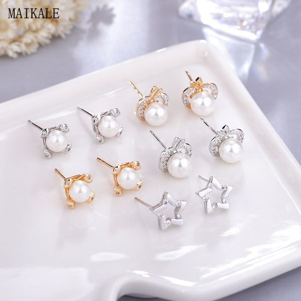 maikale korean pearl stud earrings apple star pentagon cubic zirconia copper gold small charm earings for women cute gift, Golden;silver
maikale korean pearl stud earrings apple star pentagon cubic zirconia copper gold small charm earings for women cute gift, Golden;silver