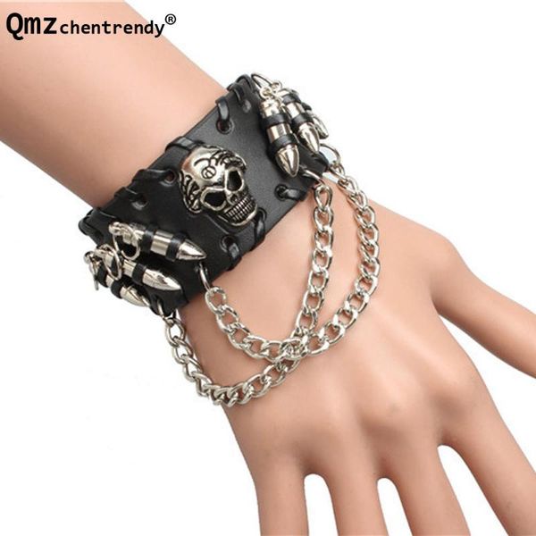 hip hop female women rock rapper leather skull bracelet bangle men wide punk luxury cuff bracelets jewelry for boys, Black
hip hop female women rock rapper leather skull bracelet bangle men wide punk luxury cuff bracelets jewelry for boys, Black