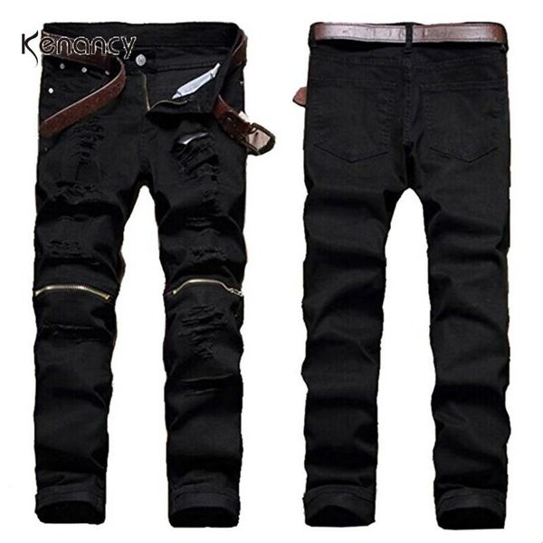 men slim fit jeans pencil pants with zipper on knees ripped skinny distressed destroyed jeans homme casual cotton 5 colors pants, Blue
men slim fit jeans pencil pants with zipper on knees ripped skinny distressed destroyed jeans homme casual cotton 5 colors pants, Blue