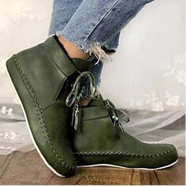women pu leather ankle boots women's vintage lace up short plush flats woman winter warm shoes ladies sewing footwear plus size, Black
women pu leather ankle boots women's vintage lace up short plush flats woman winter warm shoes ladies sewing footwear plus size, Black