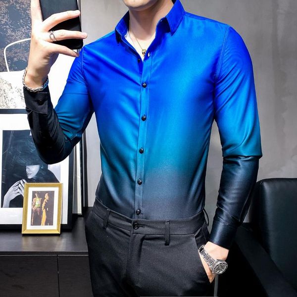 business casual men shirt camisa social masculina manga longa gradient formal shirt for men 2020 british style long sleeve, White;black
business casual men shirt camisa social masculina manga longa gradient formal shirt for men 2020 british style long sleeve, White;black