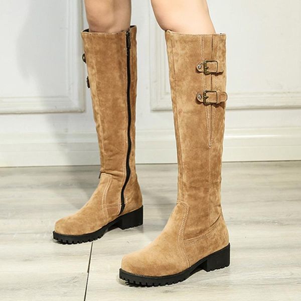 boots buckle strap women fashion pure color round toe zipper chunky heels long vintage botas mujer, Black
boots buckle strap women fashion pure color round toe zipper chunky heels long vintage botas mujer, Black