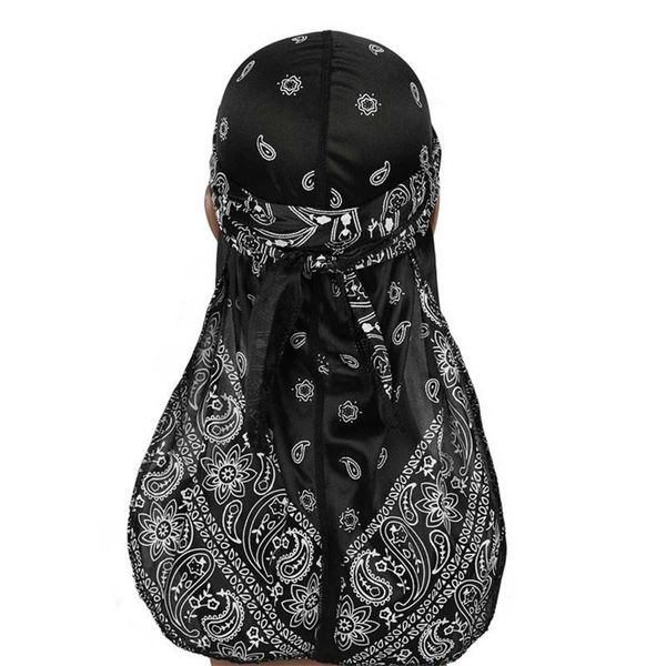 women men silky durags bohemian headwrap turban hat waves caps beanies with extra long tail, Blue;gray
women men silky durags bohemian headwrap turban hat waves caps beanies with extra long tail, Blue;gray