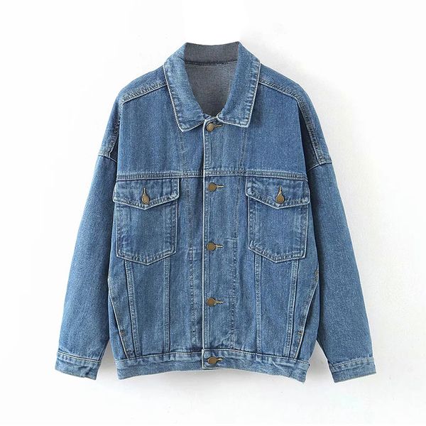 women streetwear denim jacket with pockets 2020 fashion batwing long sleeve single breasted coat loose turn down collar outwear, Black;brown
women streetwear denim jacket with pockets 2020 fashion batwing long sleeve single breasted coat loose turn down collar outwear, Black;brown