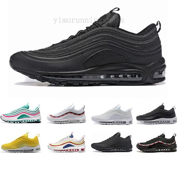 

97s men running shoes balck metallic gold south beach prm yellow triple white 97 designer women sports sneakers us 5.5-11 kgf96, Black