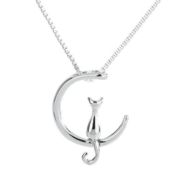 minimalist moon cat necklace for women girls kitten sitting on the moon pendant necklaces clavicle charm female jewelry gifts, Silver
minimalist moon cat necklace for women girls kitten sitting on the moon pendant necklaces clavicle charm female jewelry gifts, Silver