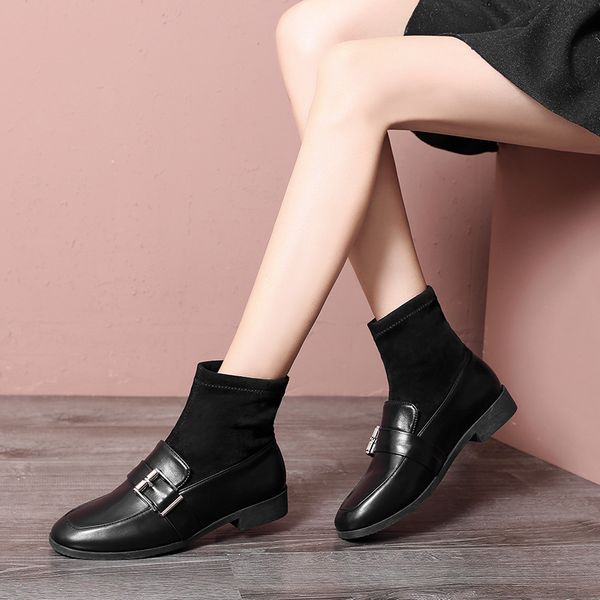 2020 winter women cottom shoes sqaure head low heel waterproof platform warm fashion short socks boots for female belt buckle, Black
2020 winter women cottom shoes sqaure head low heel waterproof platform warm fashion short socks boots for female belt buckle, Black