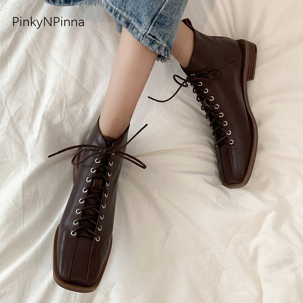 winter plush lining women vintage soft genuine leather square toe ankle boots western street style laced up flat short booties, Black
winter plush lining women vintage soft genuine leather square toe ankle boots western street style laced up flat short booties, Black