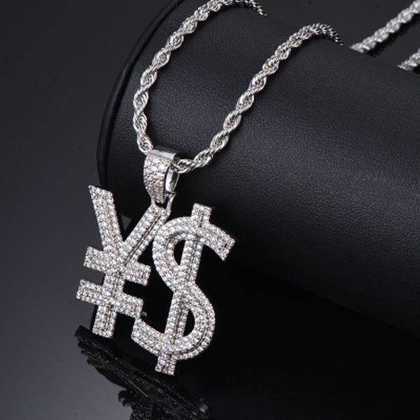 pendant necklaces luxury custom rich dollar sign zircon necklace for rapper bling iced out link chain choker hip-hop jewelry gift, Silver
pendant necklaces luxury custom rich dollar sign zircon necklace for rapper bling iced out link chain choker hip-hop jewelry gift, Silver
