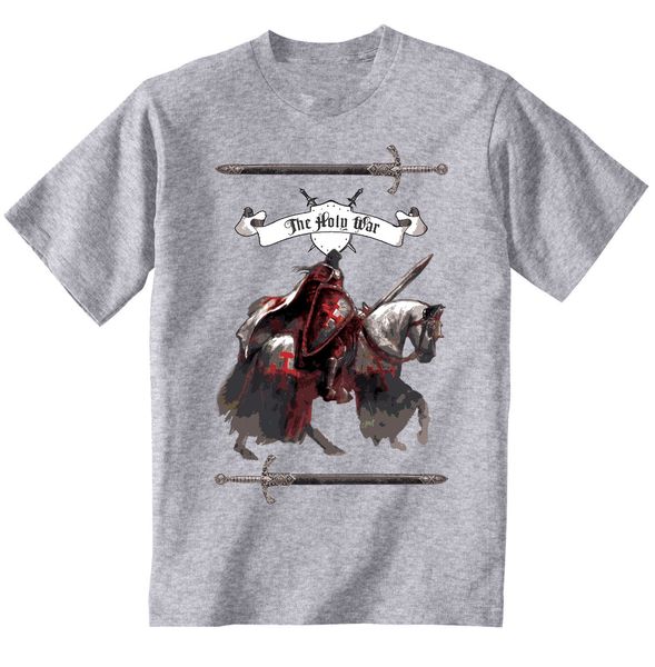 

knight templar the holy war - new cotton grey grey tshirt cartoon t shirt men new fashion tshirt funny