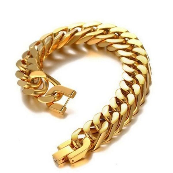 15mm fashion stainless steel gold tone handmade double cuban curb chain jewelry mens womens bracelet bangle 7-11" christmas gift, Black
15mm fashion stainless steel gold tone handmade double cuban curb chain jewelry mens womens bracelet bangle 7-11" christmas gift, Black