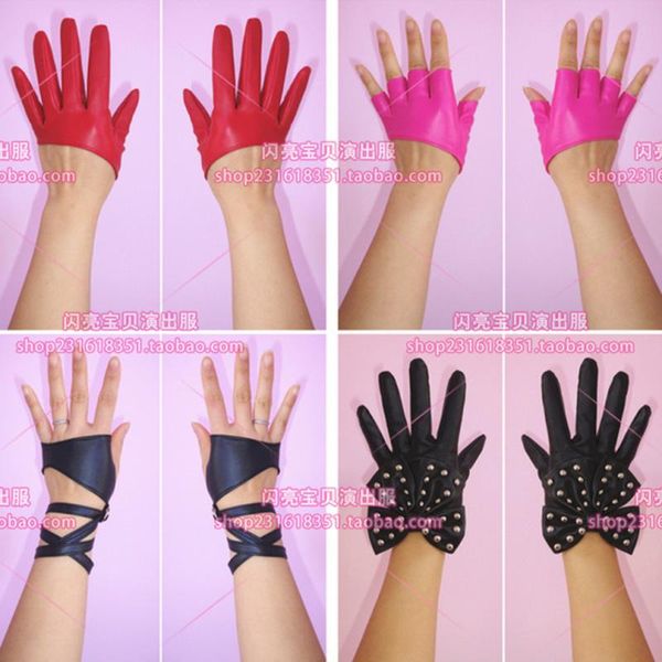 five fingers gloves bar stage performance costume accessories singer dj black and white red leather women dew finger 2021, Blue;gray
five fingers gloves bar stage performance costume accessories singer dj black and white red leather women dew finger 2021, Blue;gray
