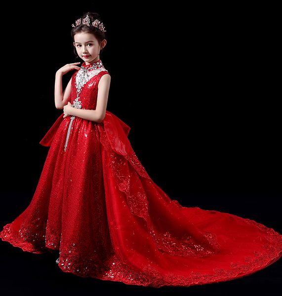 bright red high neck applique beads train girl' pageant dresses girl' birthday dresses girls' formal dresses custom sz 2-14, White;red
bright red high neck applique beads train girl' pageant dresses girl' birthday dresses girls' formal dresses custom sz 2-14, White;red