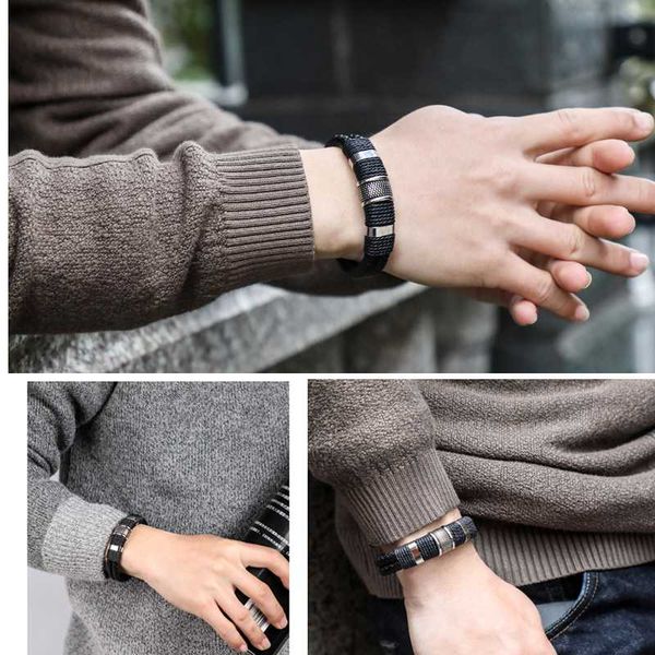 charm bracelets bangles for men bracelet homme multi-layer leather gold/steel/black magnet buckle viking punk jewelry gifts, Golden;silver
charm bracelets bangles for men bracelet homme multi-layer leather gold/steel/black magnet buckle viking punk jewelry gifts, Golden;silver