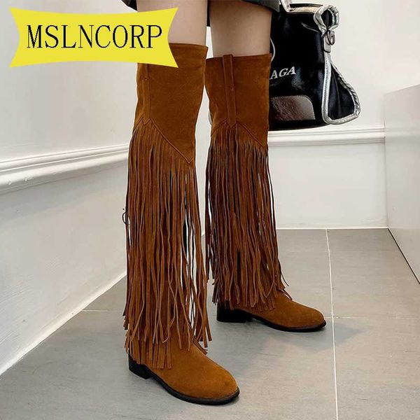 big size 34-46 low-heeled fashion boots nation style flock leather women fringe flat heels long boot woman tassel knee high boot, Black
big size 34-46 low-heeled fashion boots nation style flock leather women fringe flat heels long boot woman tassel knee high boot, Black