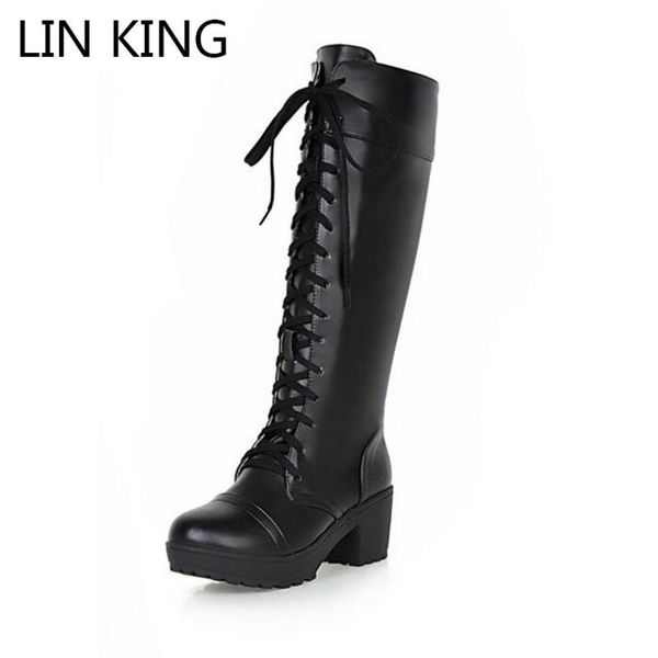 lin king women warm winter boots lace-up square heel boots mid-calf round toe cosplay big size slim lady long, Black
lin king women warm winter boots lace-up square heel boots mid-calf round toe cosplay big size slim lady long, Black