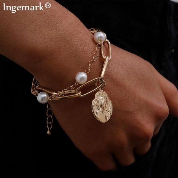 link, chain charm imitation pearl bracelet bangle for women armband steampunk lock chunky bracelets friend couple jewelry, Black
link, chain charm imitation pearl bracelet bangle for women armband steampunk lock chunky bracelets friend couple jewelry, Black