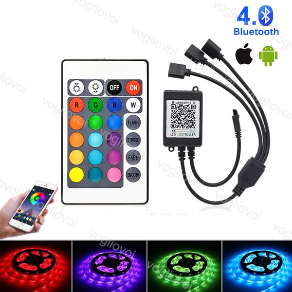 Rgb Controllers 24keys Bluetooth Smart App Three Output Lighting Accessories For 5050 3528 2835 Rgb Strip Modules Wall Washing Lamp Dhl